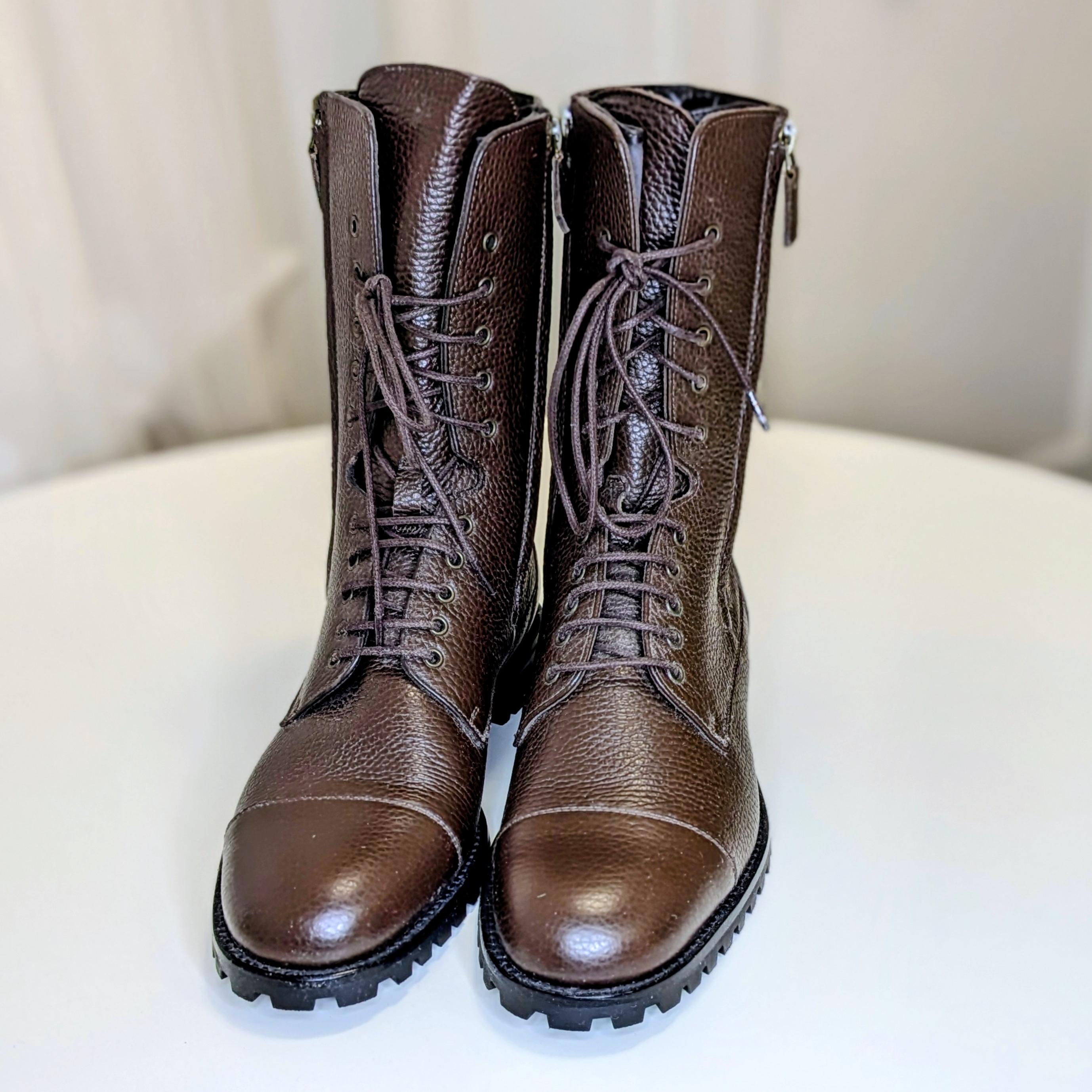 Manolo Blahnik Lugata Leather Lace Up Combat Boots - Brown